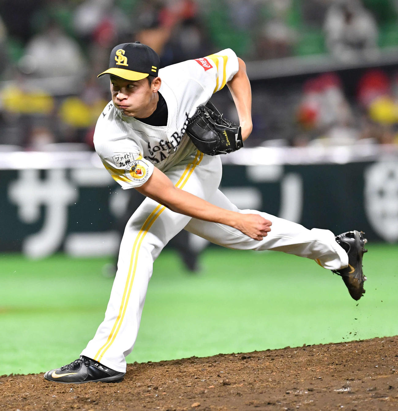 ソフトバンク対楽天　7回表を打者3人で抑えた岩崎（撮影・岩下翔太）
