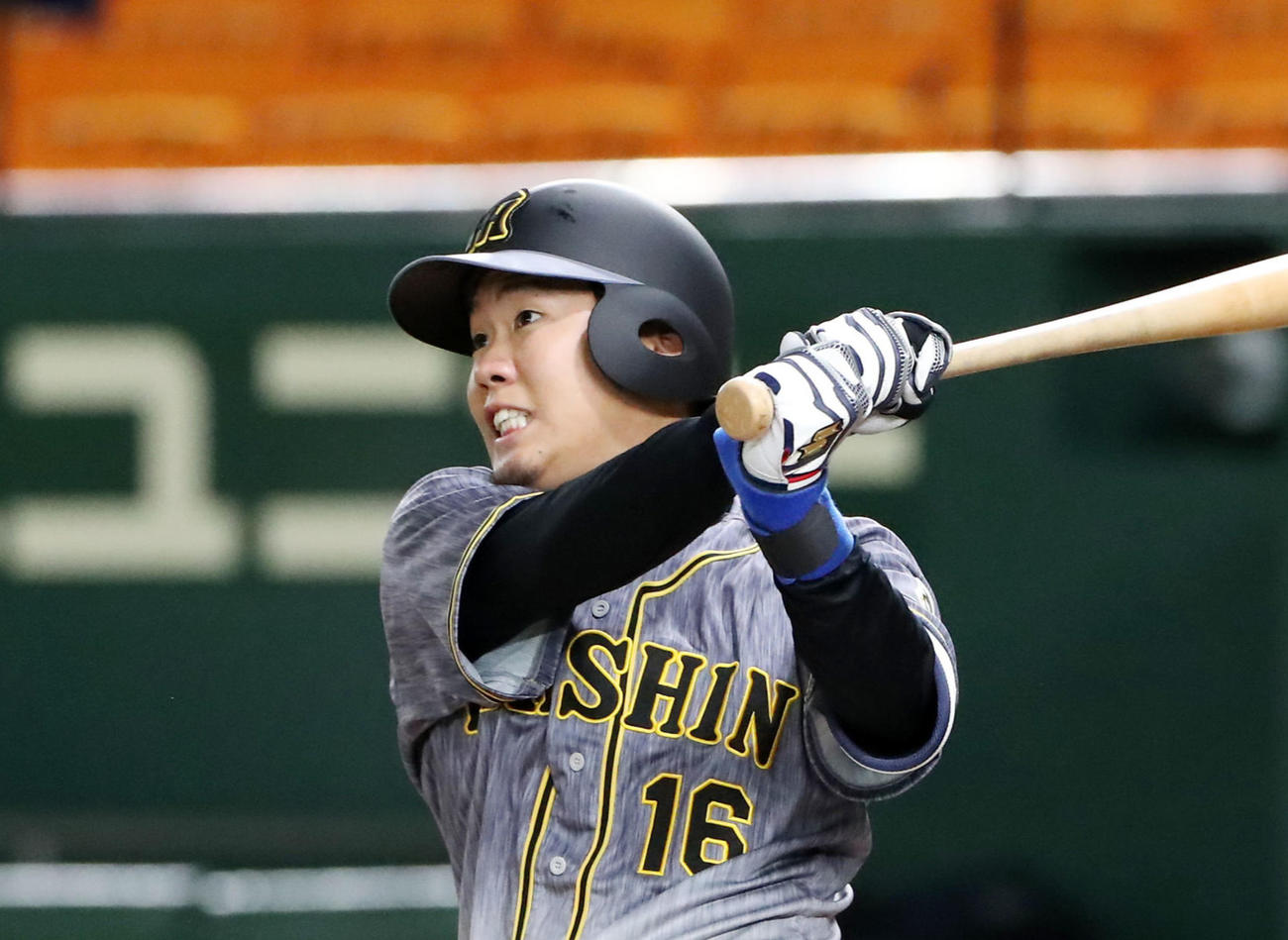 20年開幕戦で巨人菅野から本塁打を放った阪神西勇輝（2020年6月19日）
