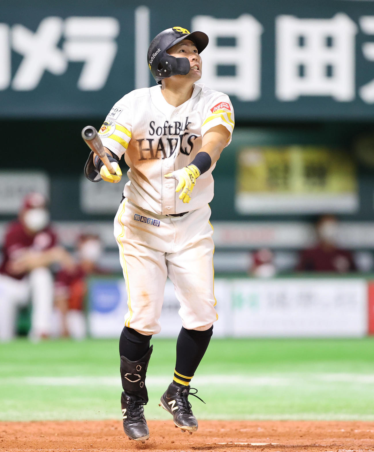 ソフトバンク対楽天　5回裏ソフトバンク無死、中村晃は右越え本塁打を放つ（撮影・梅根麻紀）