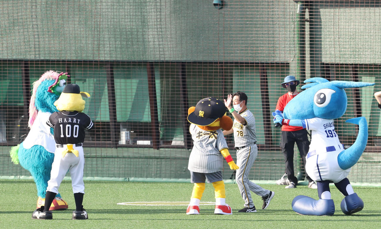 イースタン対ウエスタン　元気よくベンチから出てくる平田勝男ウエスタン監督（2022年7月23日撮影）