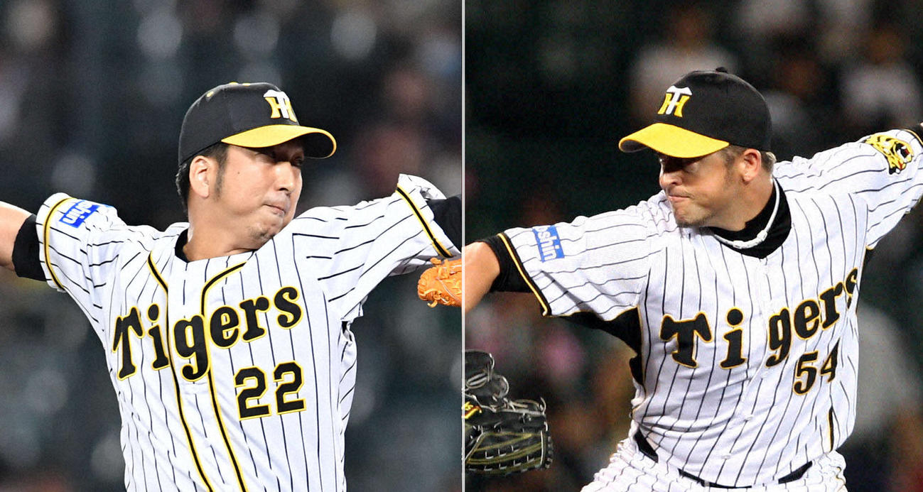 阪神藤川（左）とウィリアムス