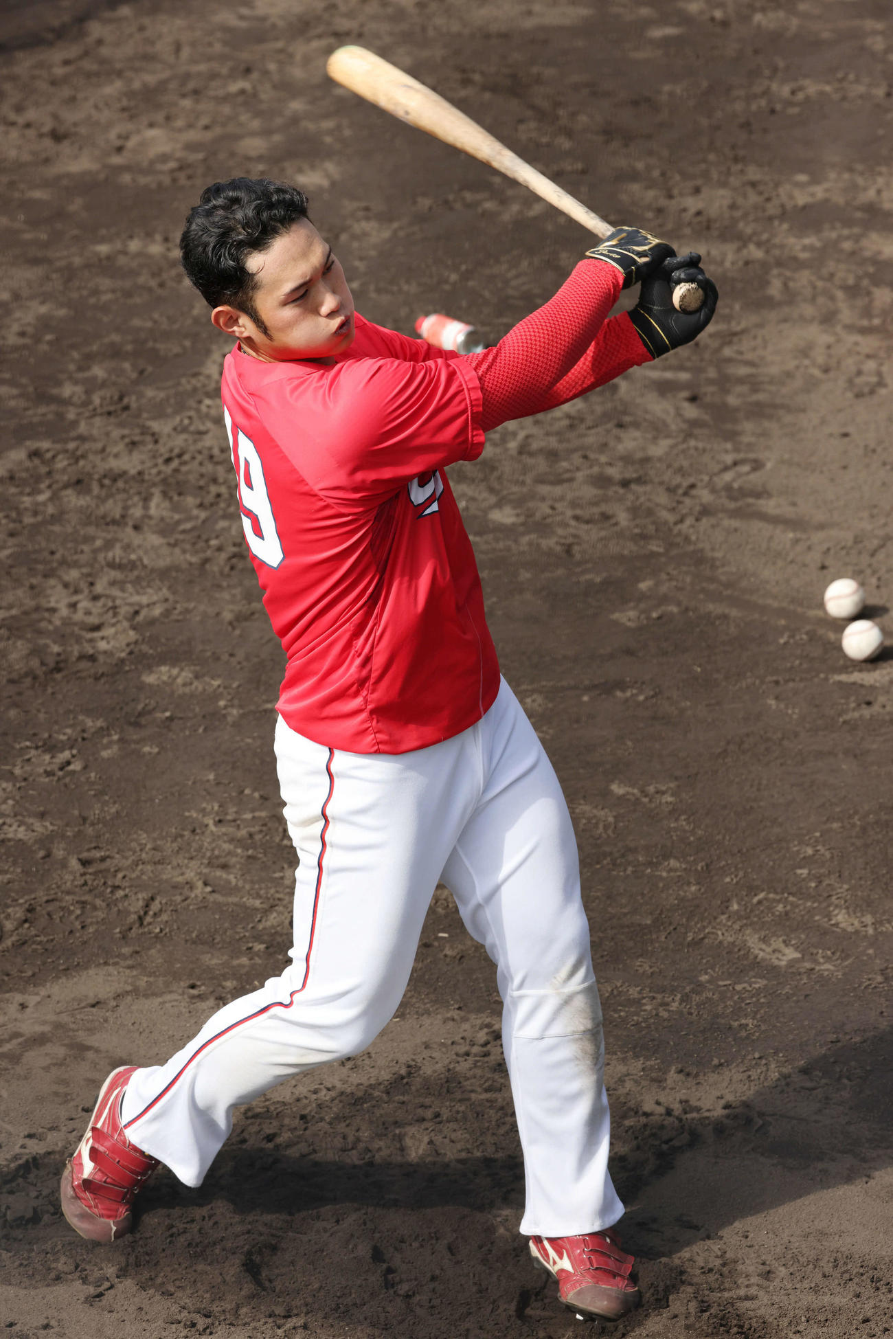 広島秋季キャンプ　打撃練習をする正随（2022年11月15日撮影）
