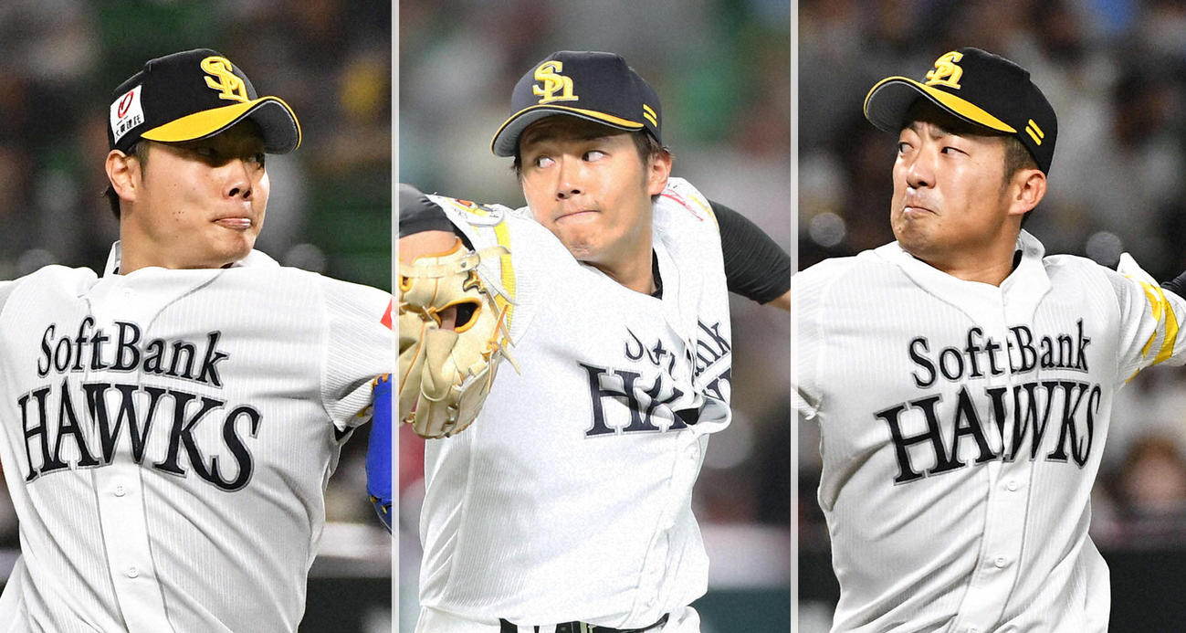 左からソフトバンク松本裕、田浦、嘉弥真