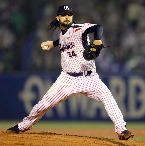 ヤクルト選手時代のバーネット（2015年10月16日撮影）