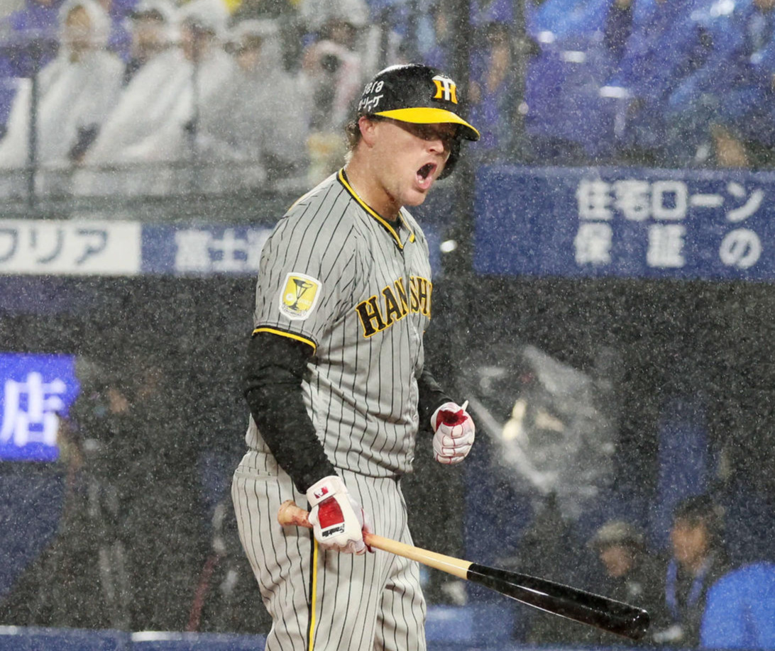 24日、DeNA対阪神　9回表阪神無死満塁、押し出し四球を選んだノイジーは、気迫の表情を見せる