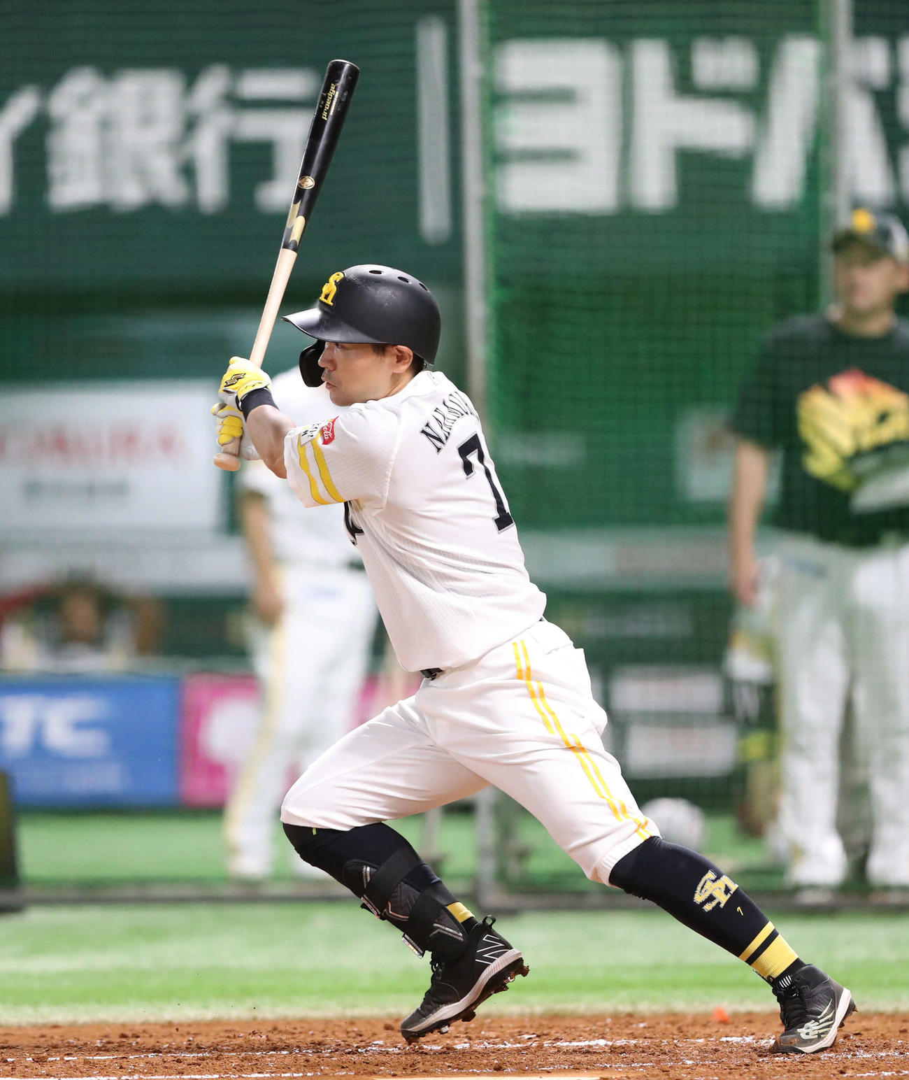 ソフトバンク中村晃は実戦練習で打席に立った（撮影・鬼束羽瑠菜）