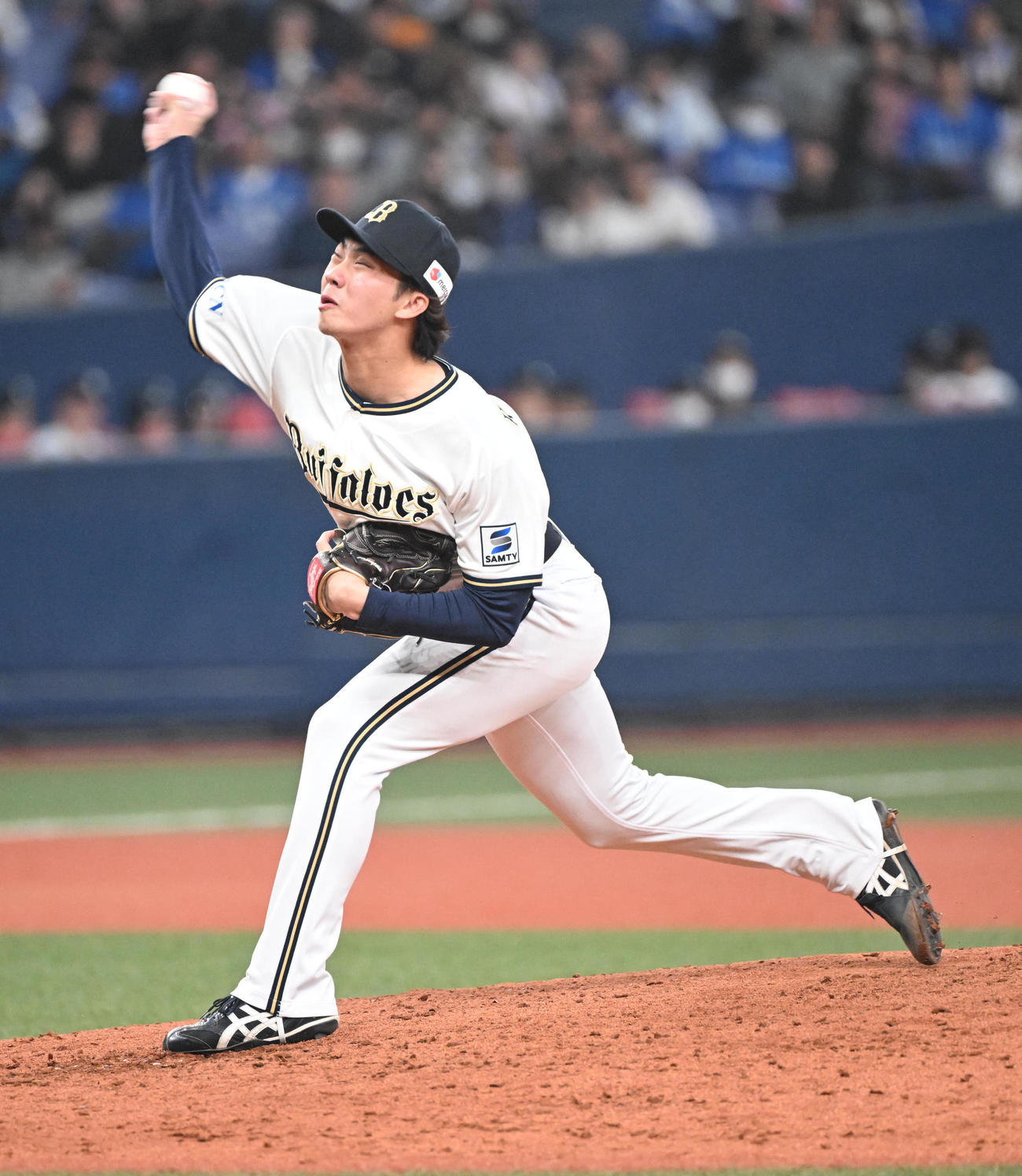 オリックス対DeNA 7回に登板するオリックス片山（撮影・和賀正仁）
