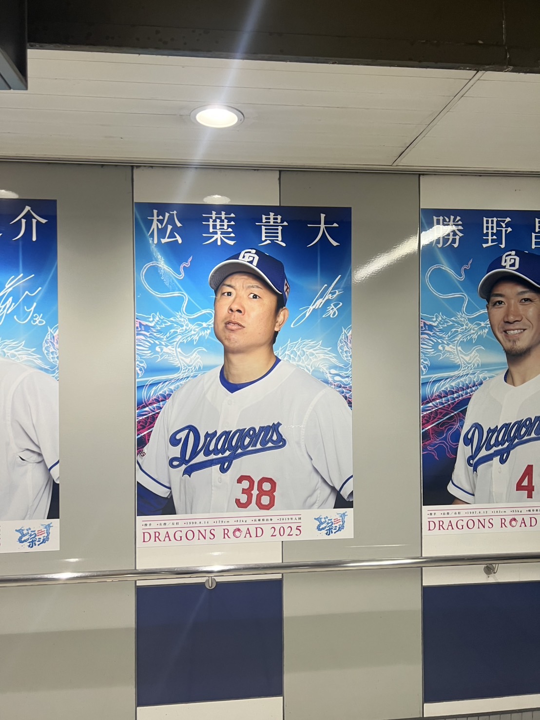 名古屋市の地下鉄「ナゴヤドーム前矢田駅」の「ドラゴンズロード」にある中日松葉の写真