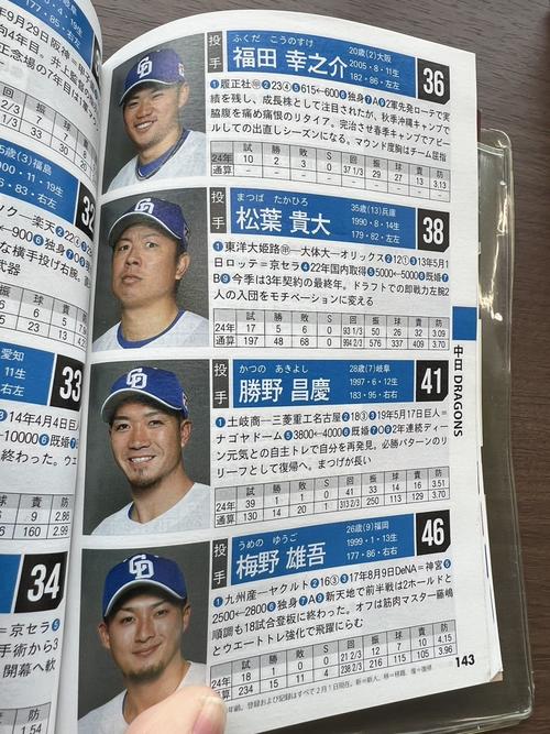日刊スポーツプロ野球選手名鑑の中日松葉の写真