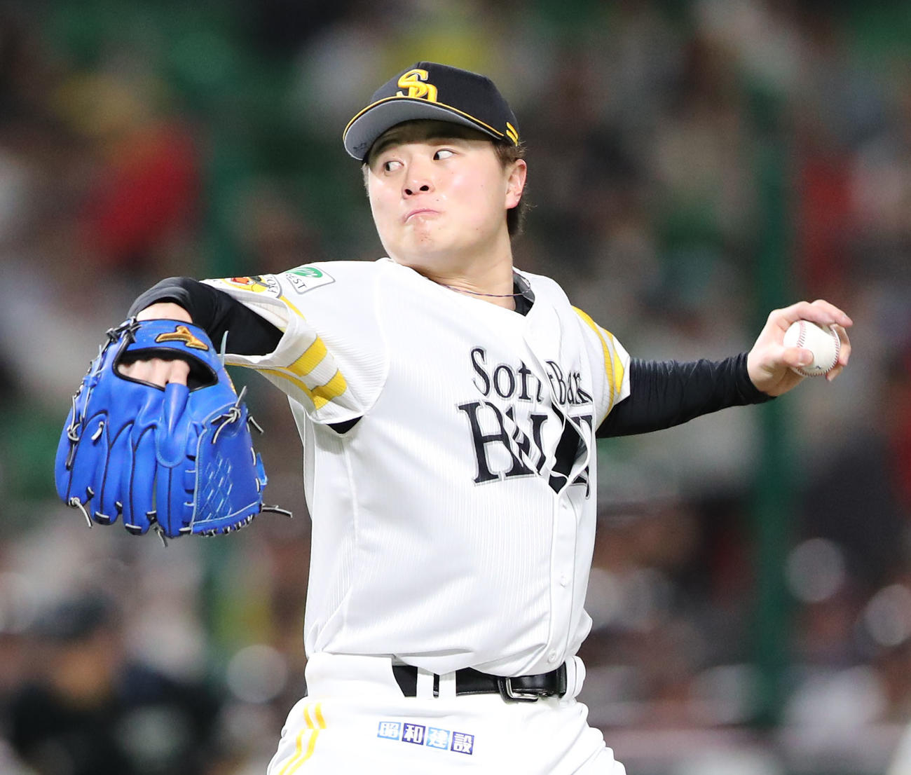 ソフトバンク対楽天　先発の前田純（撮影・梅根麻紀）