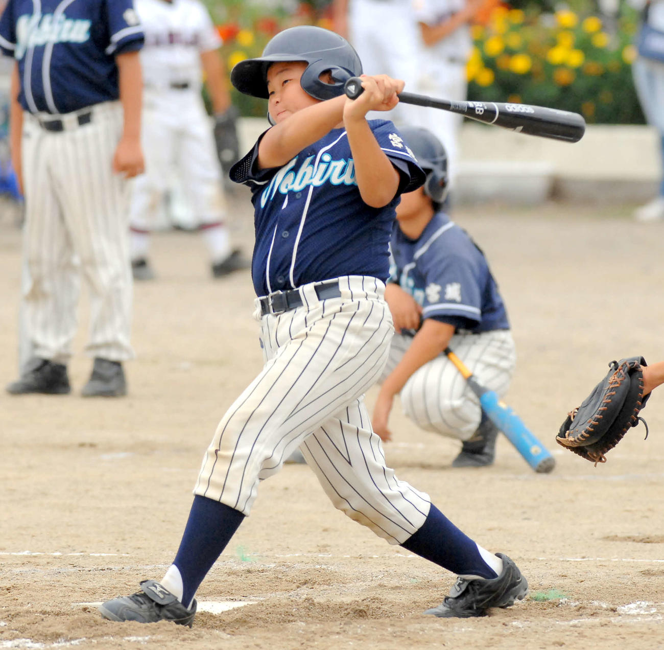 11年9月、野蒜小野球スポーツ少年団の4番を務めた尾形凌君