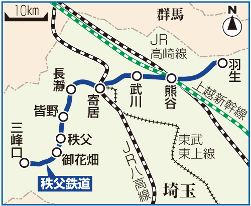 秩父鉄道の路線図