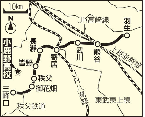 小鹿野高校の地図