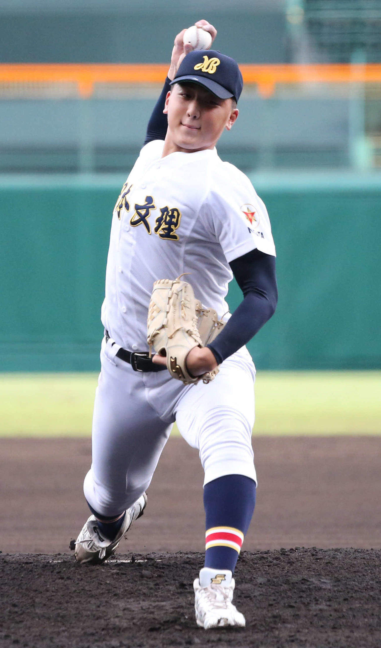 力投する日本文理・田中（2021年8月20日撮影）