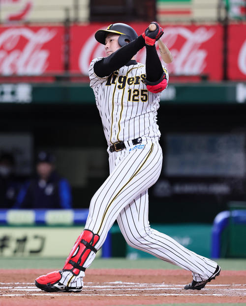 8日、12球団合同トライアウトで打席に立つ阪神藤谷