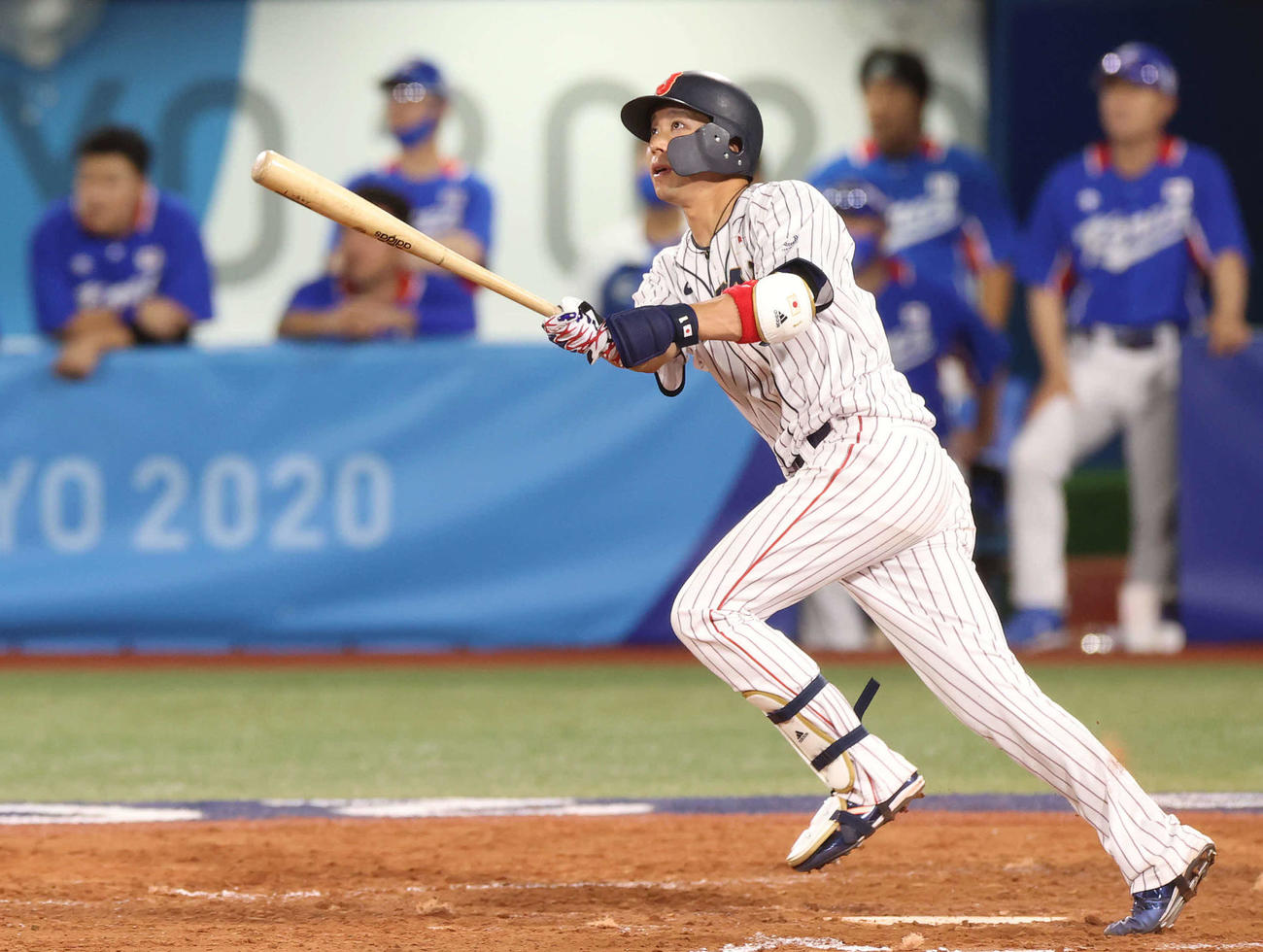 21年8月、東京五輪の野球準決勝韓国戦で左越え3点適時二塁打を放つ山田