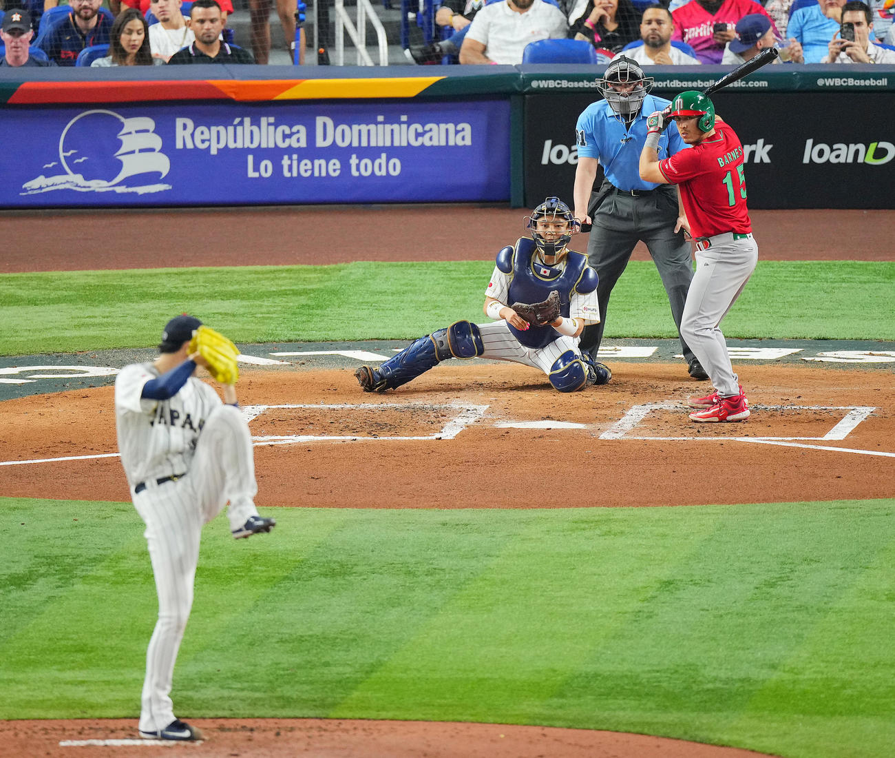 WBC日本対メキシコで佐々木朗希投手と対戦するバーンズ（23年3月撮影）