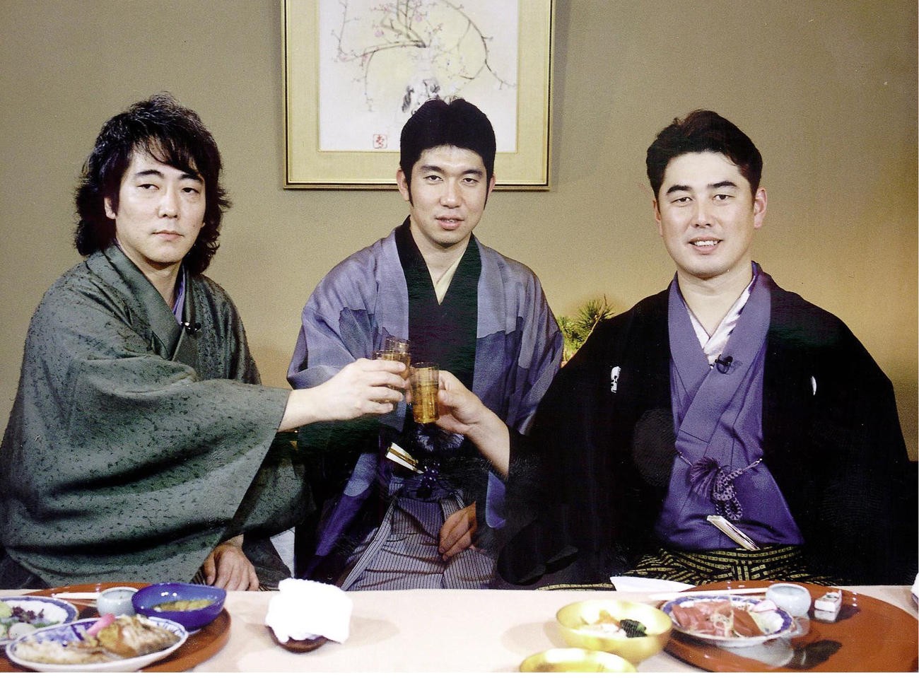 99年12月、収録に参加した、左から歌手の佐野元春、野茂、吉井