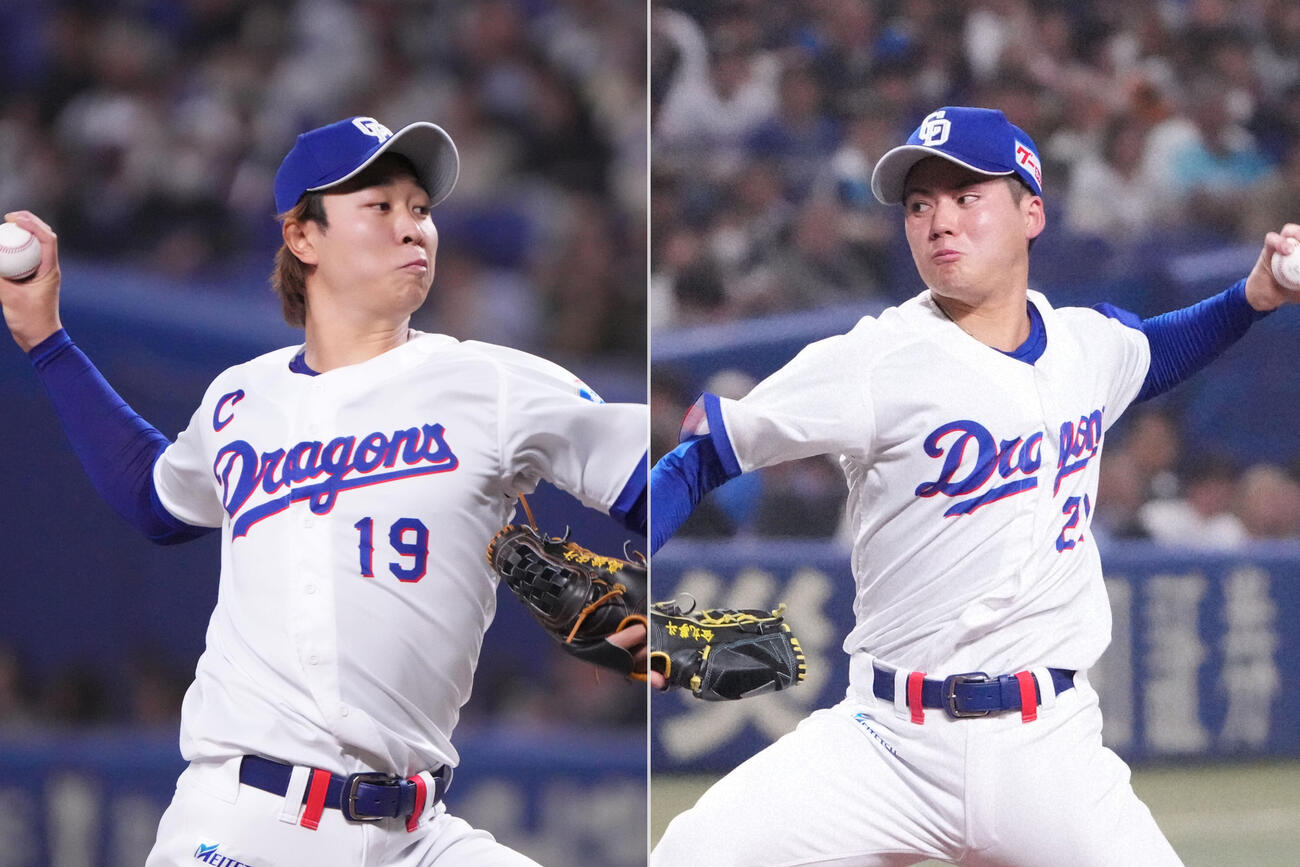 高橋宏斗（左）と金丸夢斗