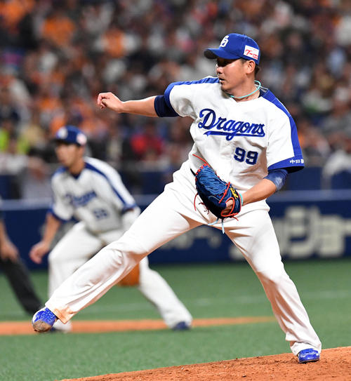 １８年４月５日、中日対巨人　力投する中日先発の松坂（撮影・前岡正明）