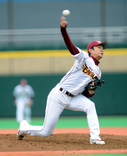 １０年３月、湘南との練習試合で登板した楽天寺田龍平