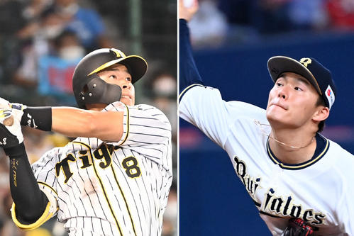 阪神佐藤輝明（左）とオリックス山本由伸