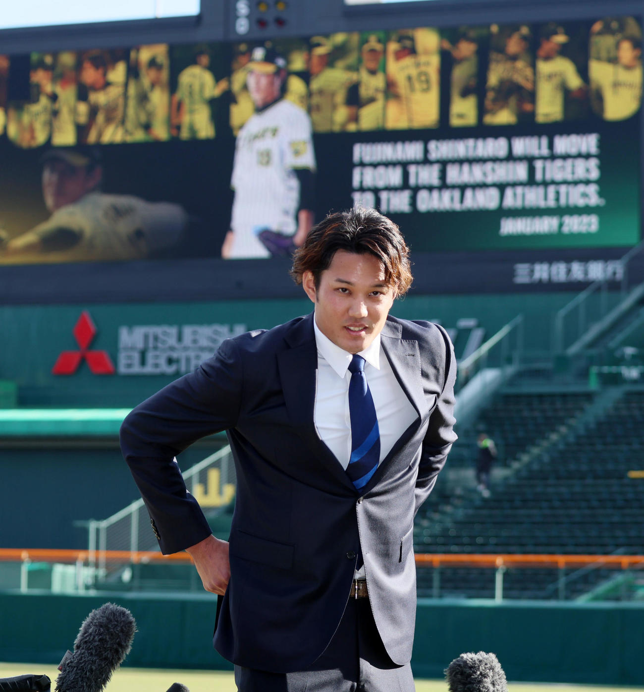 ポスティング移籍会見を行った藤浪晋太郎（2023年1月21日撮影）