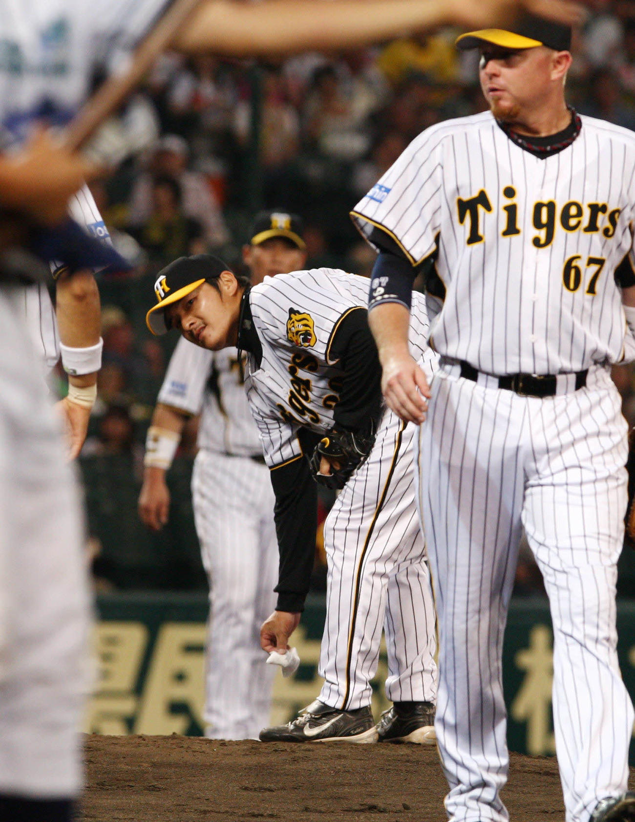 2009年7月16日、阪神対中日11回戦　3回表中日1死二塁、久保田は藤井に右前安打を打たれたところで降板