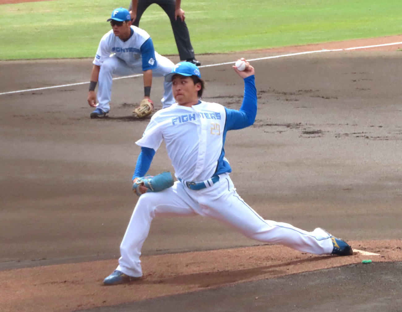 日本ハム対オイシックス　プロ初登板を果たした日本ハム細野（撮影・黒須亮）