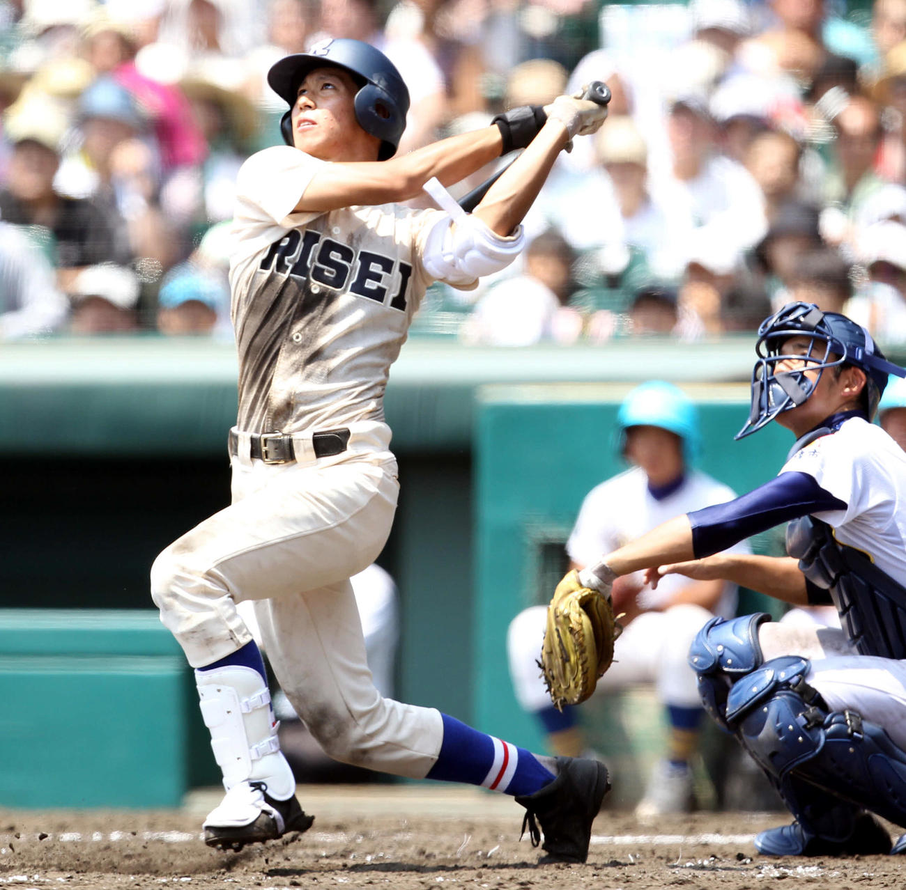 10年8月、聖光学院戦の6回に2点本塁打を放つ履正社・山田哲人