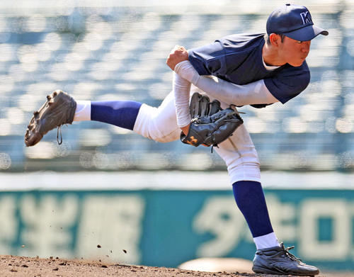8月30日、プロ志望高校生合同練習会　登板する北野・長曽我部