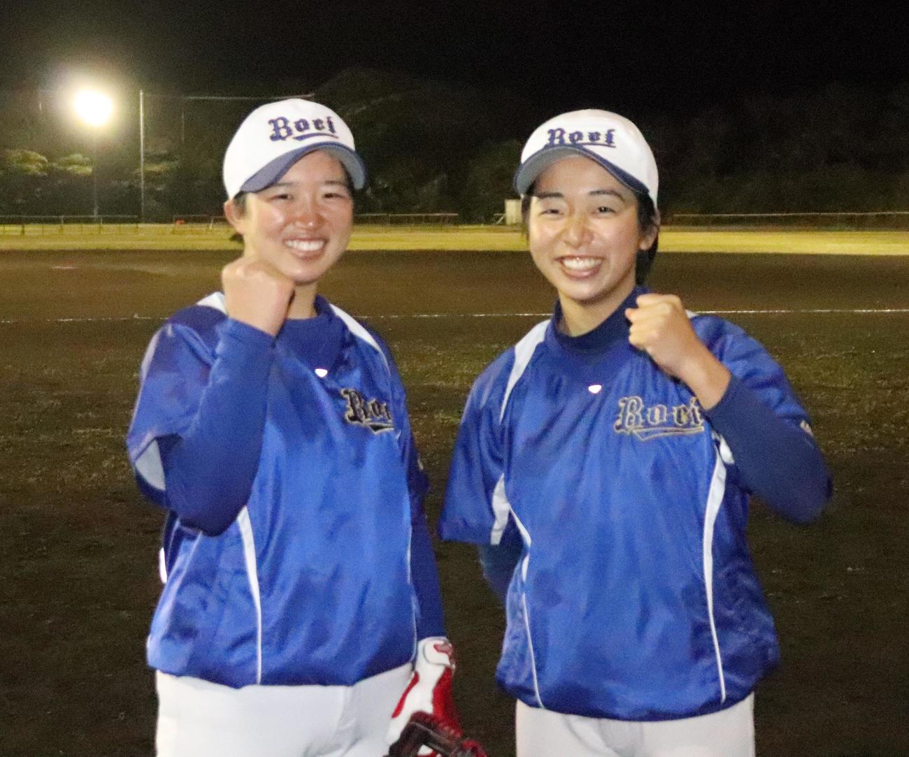リーグ戦出場への思いを語った田中（左）と大野（撮影・星夏穂）