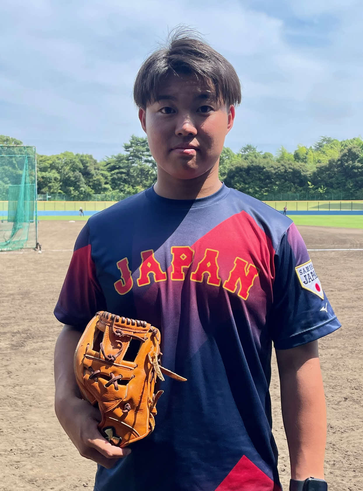 侍ジャパン大学日本代表の主務を務める立大・玉井マネジャー（撮影・保坂恭子）