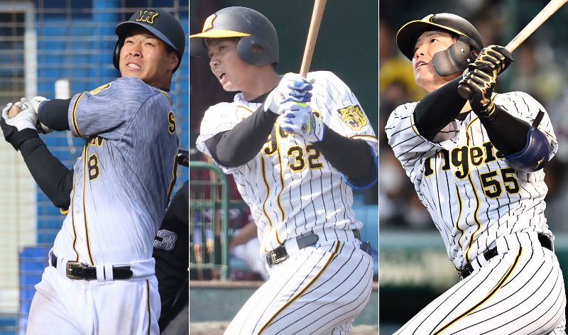 左から阪神佐藤輝明、井上、陽川