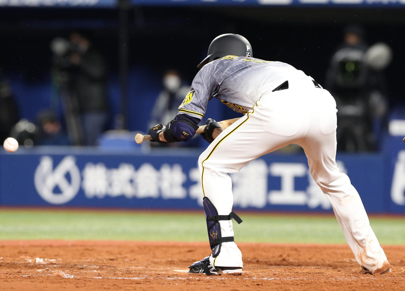 DeNA対阪神　7回表阪神1死一塁、藤浪この試合3度目のバントを成功させる（撮影・加藤哉）