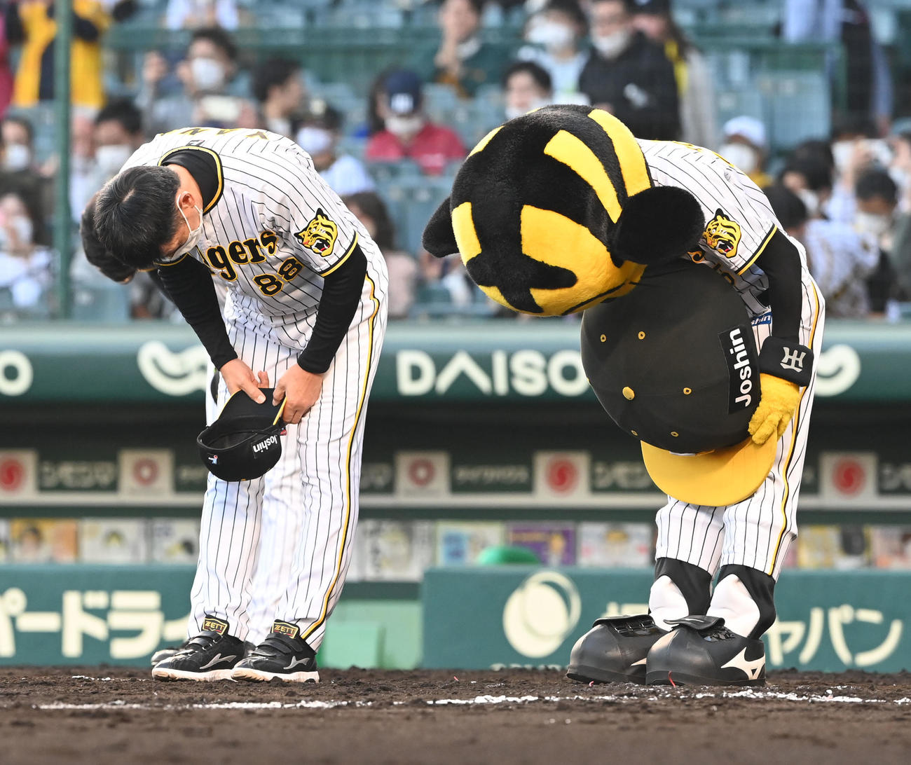 阪神対広島　ファンにあいさつする阪神矢野監督（撮影・前岡正明）
