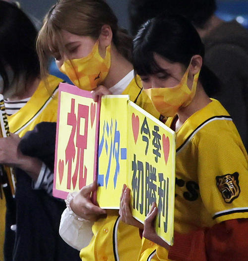 ヤクルト対阪神　今季ビジター初勝利を喜ぶ阪神ファン（撮影・野上伸悟）