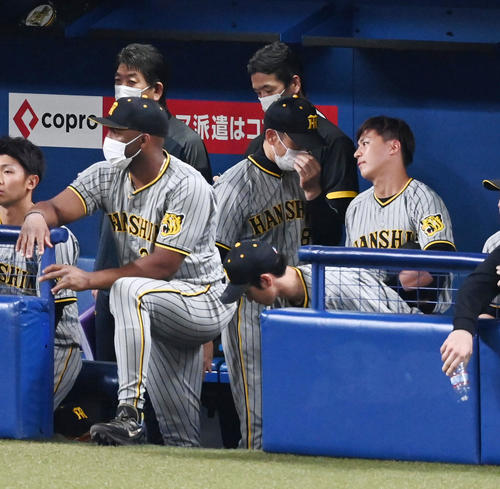 中日対阪神　中日に敗れがっくりと引き揚げる矢野監督（撮影・前岡正明）