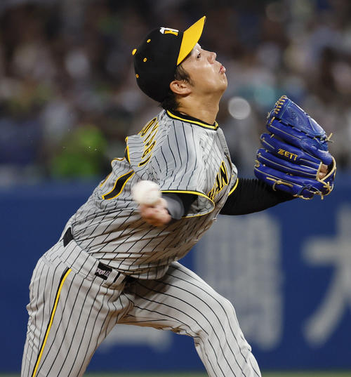 ヤクルト対阪神　ヤクルト戦に先発した阪神青柳は6回途中を3失点に抑える（撮影・藤尾明華）