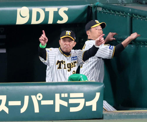 阪神対楽天　9回裏阪神1死一、二塁、岡田監督は島田の一塁アウト判定にリクエストする（撮影・加藤哉）
