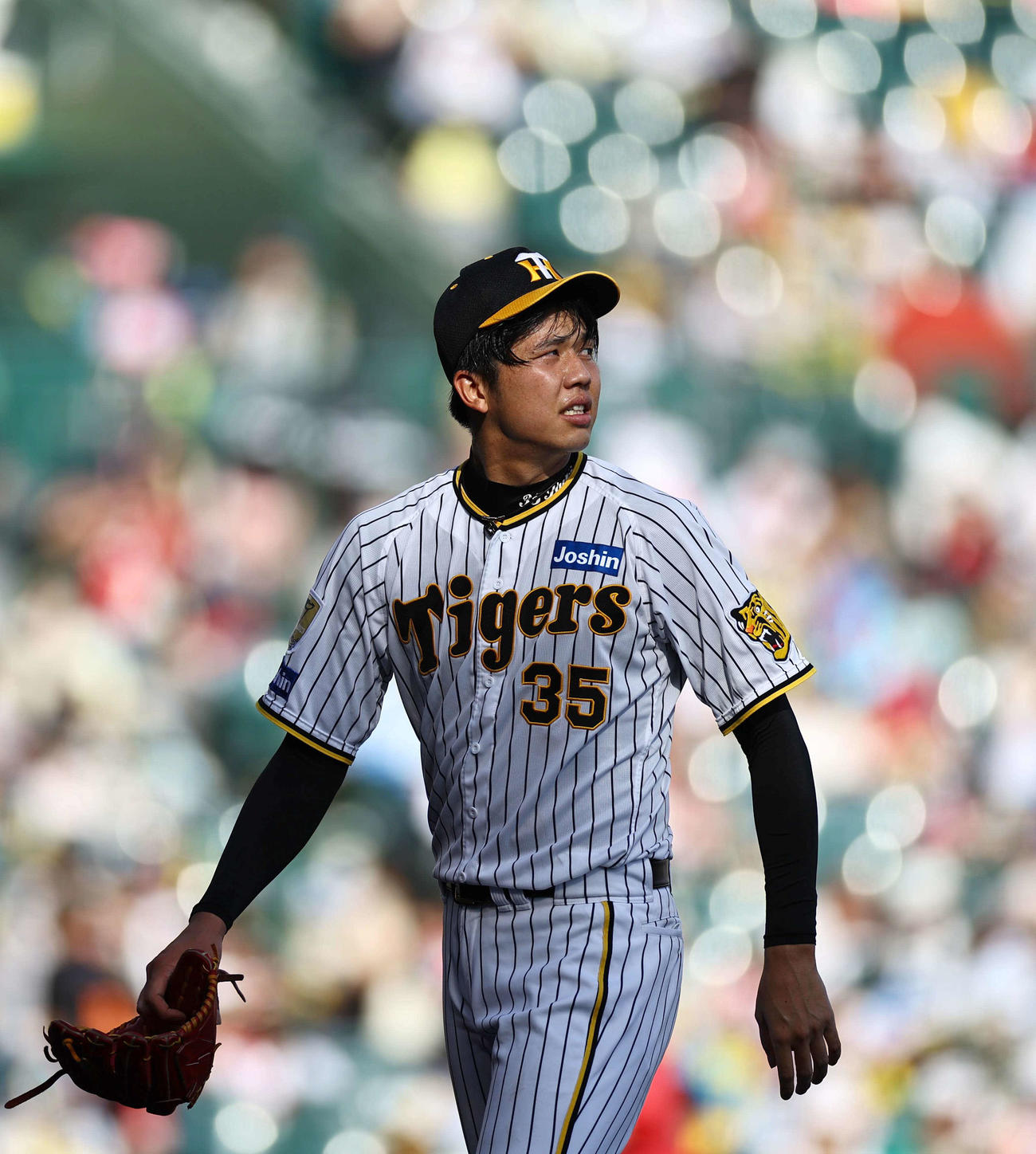 阪神対広島　6回3失点で降板する才木（撮影・上田博志）