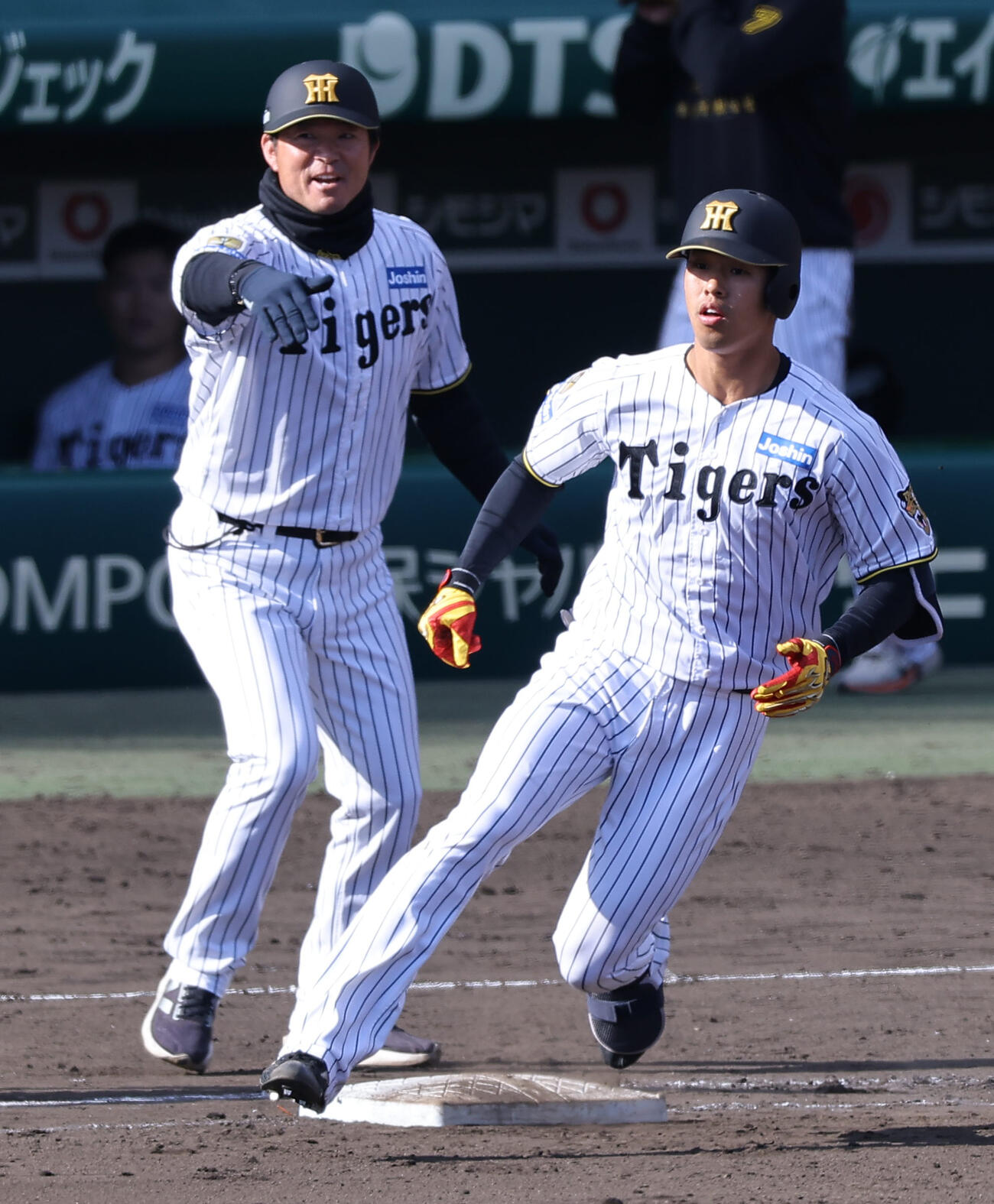 阪神対巨人　8回裏阪神1死、岡城は右前打を放つ（撮影・上田博志）