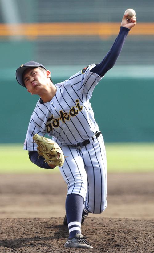 東海大相模対静岡　東海大相模先発の野口（撮影・前田充）