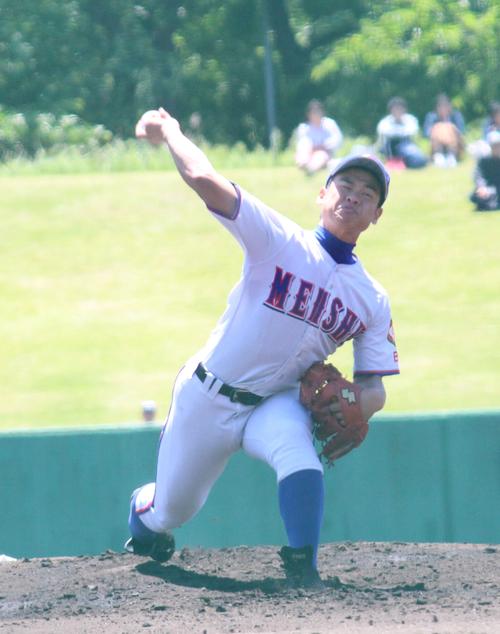 横浜対明秀学園日立　先発した明秀学園日立・細川（撮影・保坂恭子）