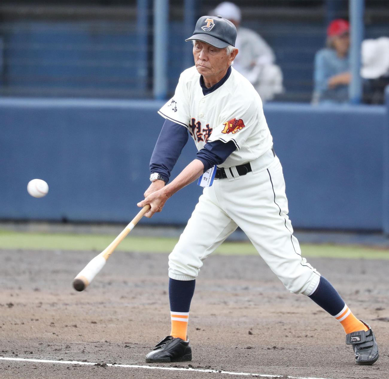 西邑楽対利根商　試合前、ノック練習の打撃を自ら行う利根商・豊田監督（撮影・垰建太）