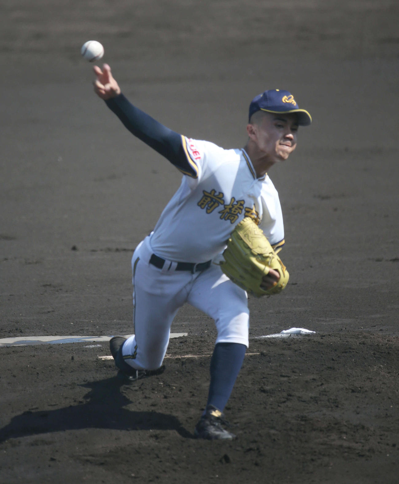 群馬大会　前橋育英－藤岡工　7回を１失点に抑えた前橋育英・恩田慧吾投手（撮影・大友良行）