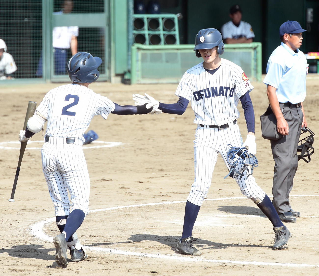 大船渡対西和賀　３回表大船渡２死、佐々木朗の第２打席は二塁へボテボテのゴロだったが相手失策で出塁。その後２番尾形の右中間適時打で生還した（撮影・高橋洋平）
