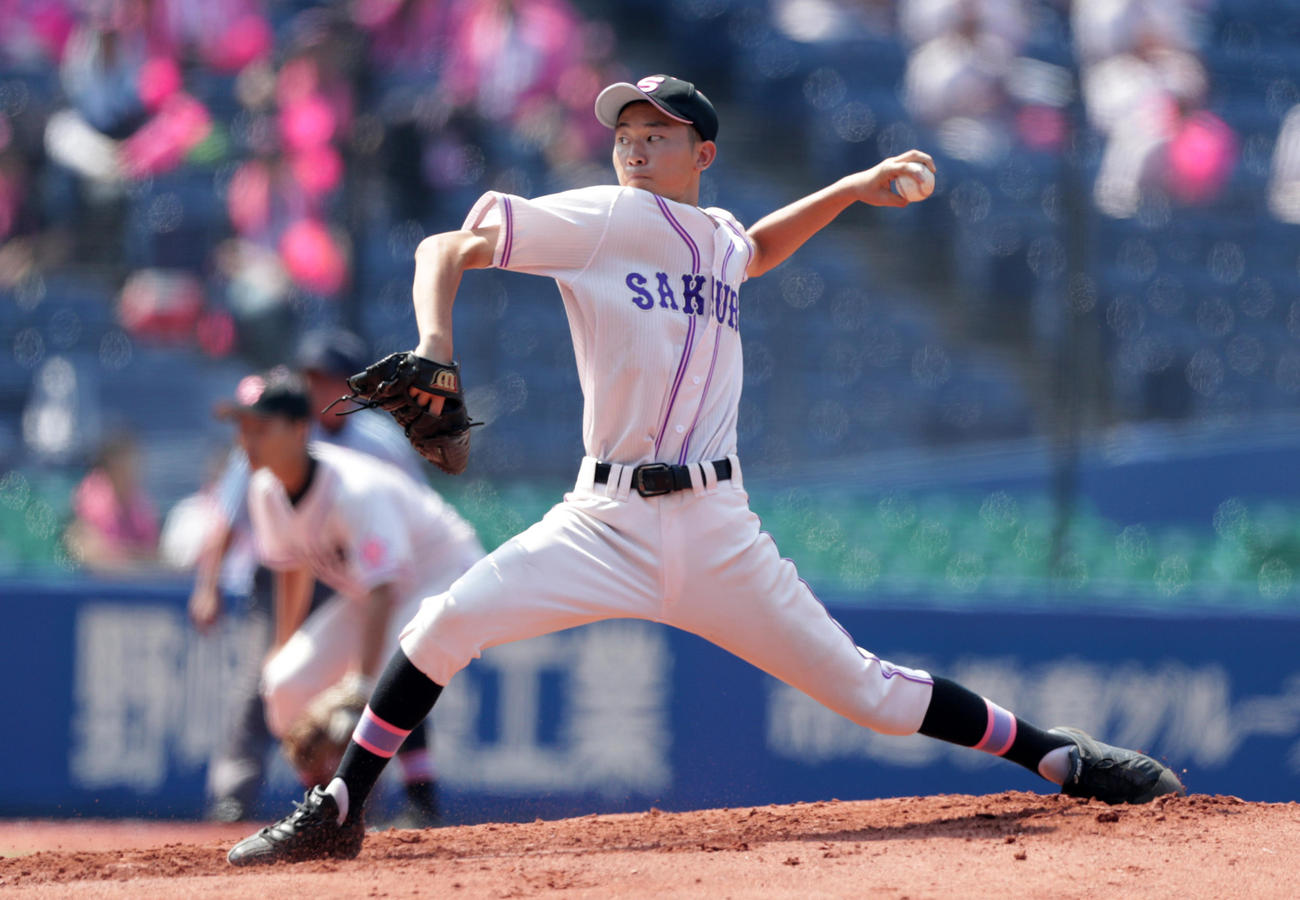 佐倉対習志野　先発で力投する佐倉・斎藤正貴（撮影・伊作将希）