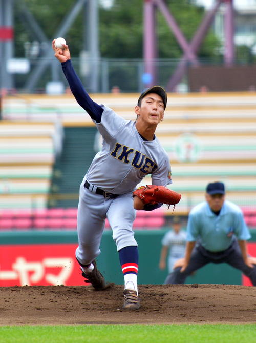 古川工対仙台育英 先発登板した仙台育英・田中(撮影・鎌田直秀)