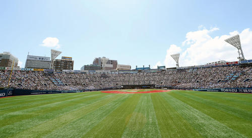 横浜対鎌倉学園　超満員となった横浜スタジアム（撮影・宇治久裕）